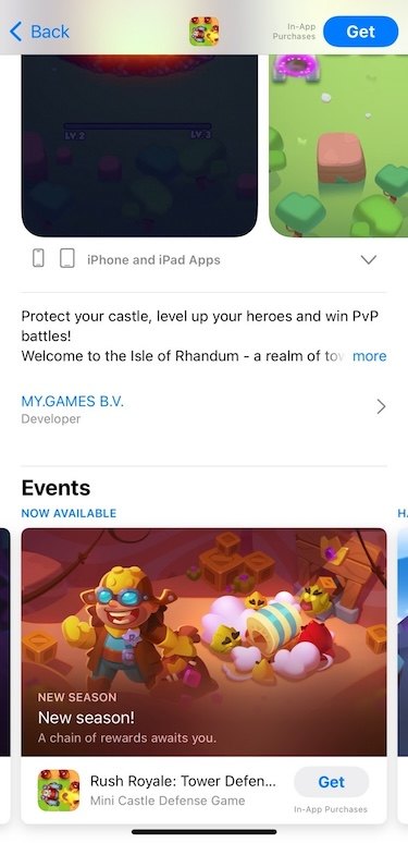 Rush Royale: Tower Defense HD in-app event example